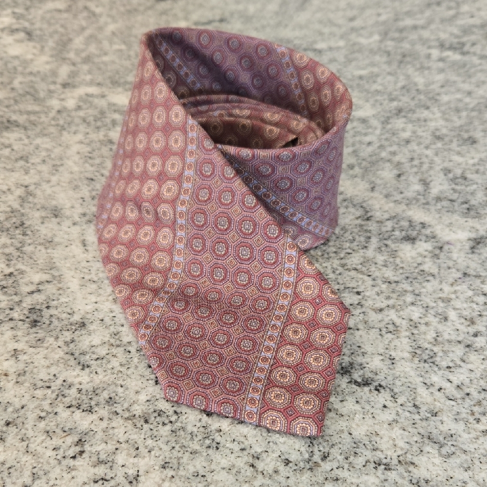 Givenchy 100% Silk Italy Geometric Pattern Work Dress Tie